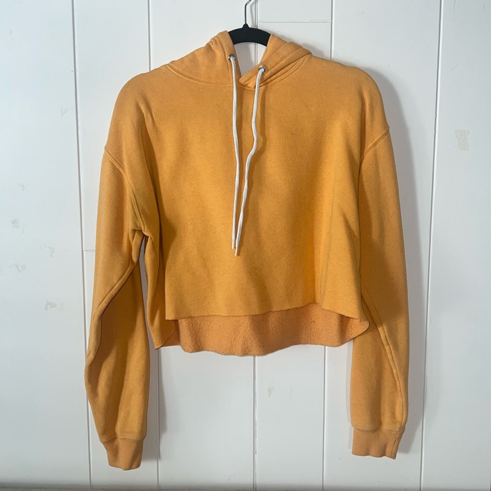 papaya colored cropped hoodie